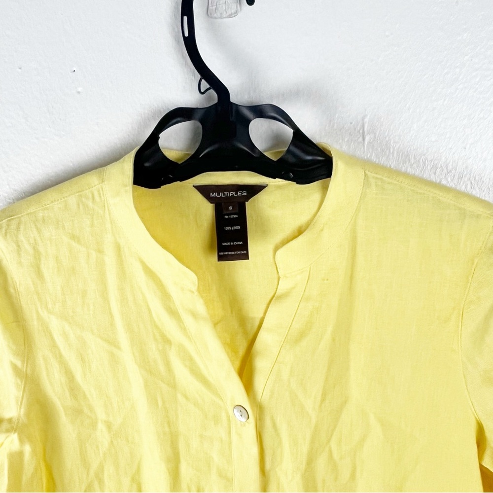 Multiples 100% Linen Yellow Button Front Pockets … - image 7